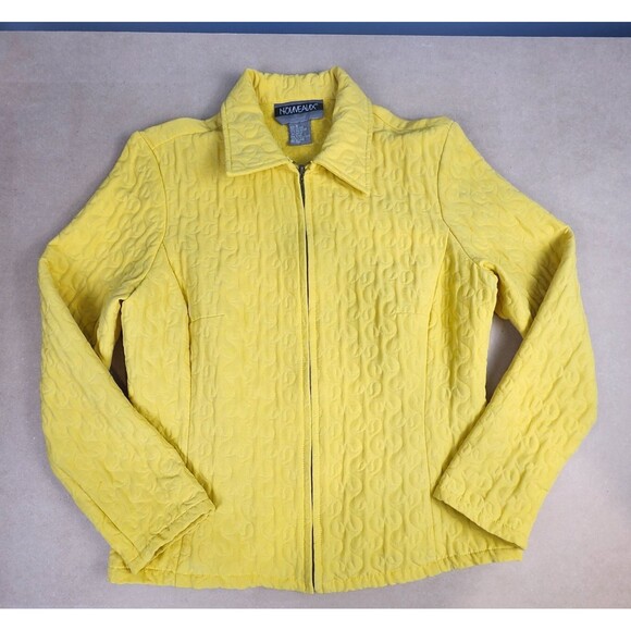 Vintage Nouveaux Quilted Jacket Size Small Yellow Zip Collared Lightweight - Picture 7 of 8